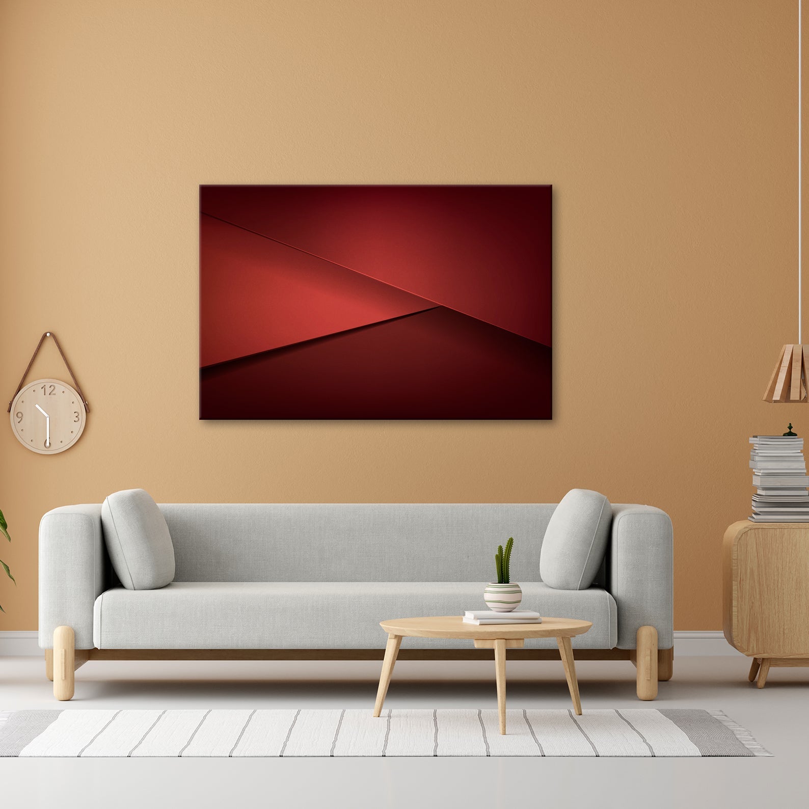 Leinwandbild Elegante rote Flächen in minimalistischer, moderner Geometrie - deyoli