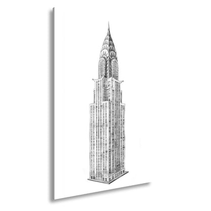 Leinwandbild Eleganter Art - déco - Turm in filigraner Aquarellzeichnung - deyoli