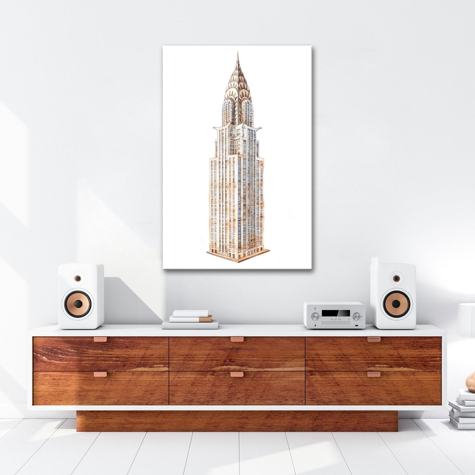Leinwandbild Eleganter Art - déco - Turm in filigraner Aquarellzeichnung - deyoli