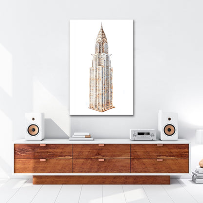 Leinwandbild Eleganter Art - déco - Turm in filigraner Aquarellzeichnung - deyoli
