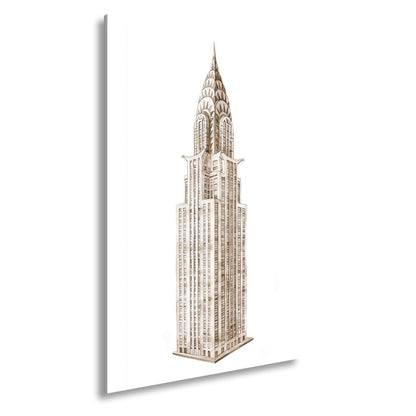 Leinwandbild Eleganter Art - déco - Turm in filigraner Aquarellzeichnung - deyoli
