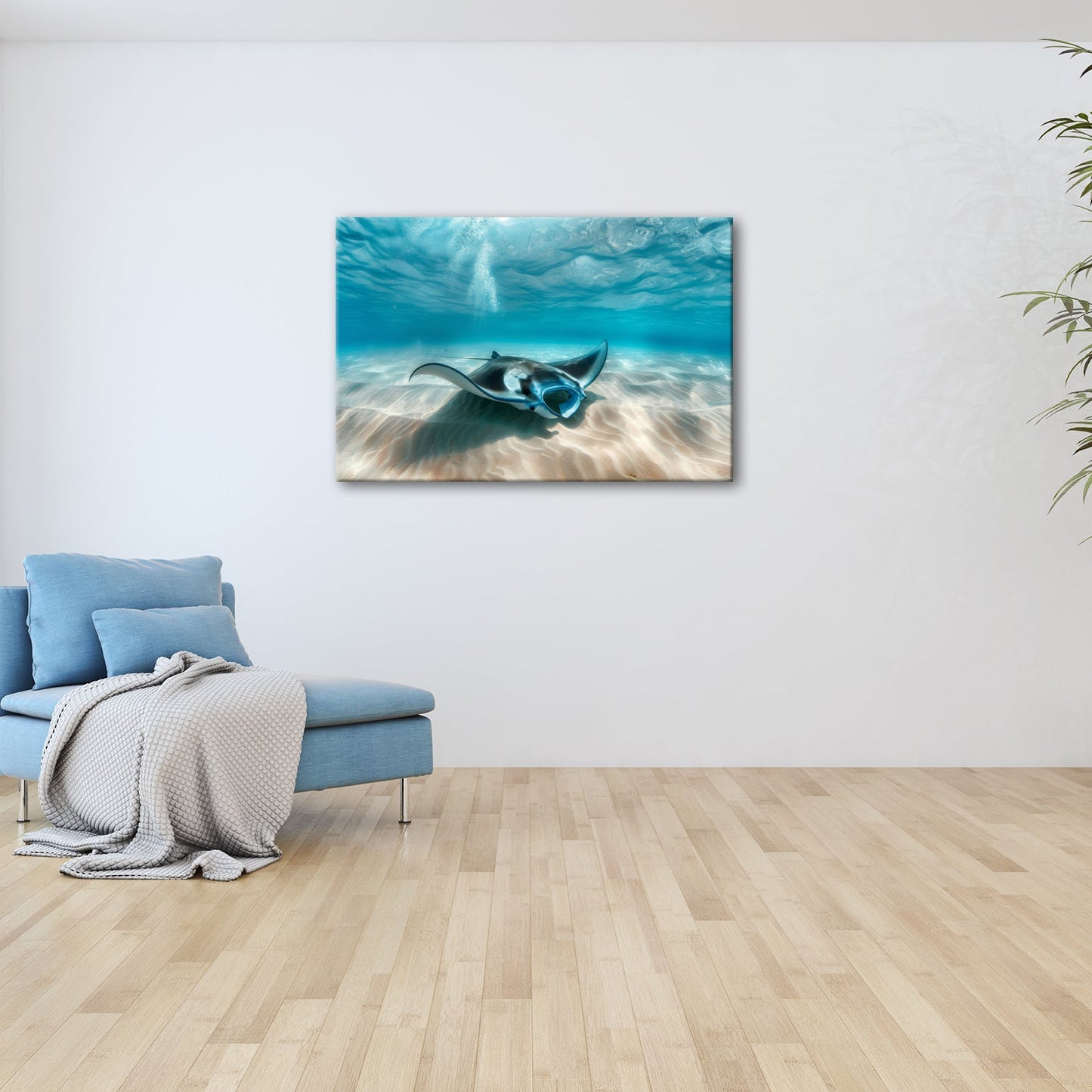 Leinwandbild Eleganter Manta – Sanfter Meeresgrund XXL Wandbild - deyoli