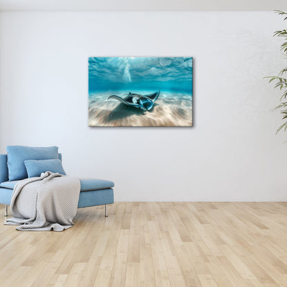Leinwandbild Eleganter Manta – Sanfter Meeresgrund XXL Wandbild - deyoli