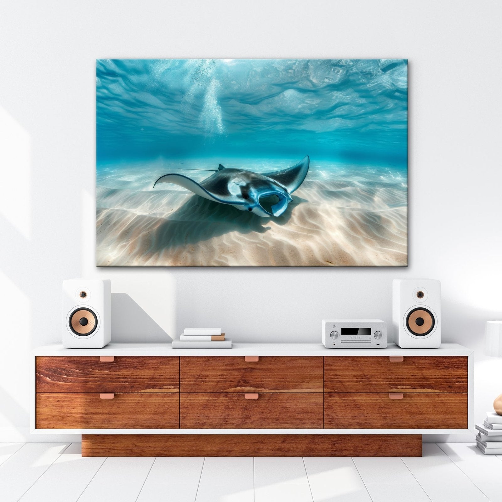 Leinwandbild Eleganter Manta – Sanfter Meeresgrund XXL Wandbild - deyoli