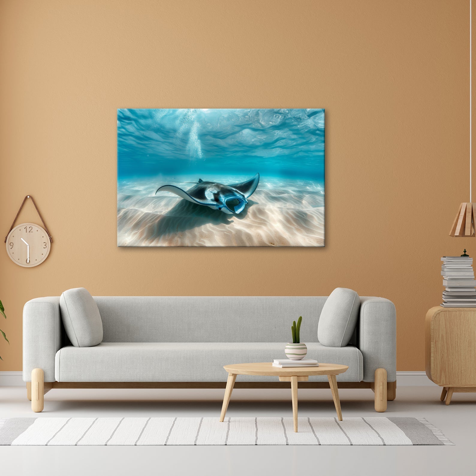 Leinwandbild Eleganter Manta – Sanfter Meeresgrund XXL Wandbild - deyoli