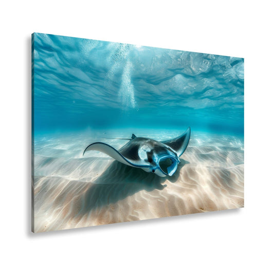 Leinwandbild Eleganter Manta – Sanfter Meeresgrund XXL Wandbild - deyoli