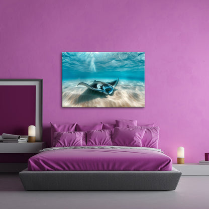 Leinwandbild Eleganter Manta – Sanfter Meeresgrund XXL Wandbild - deyoli