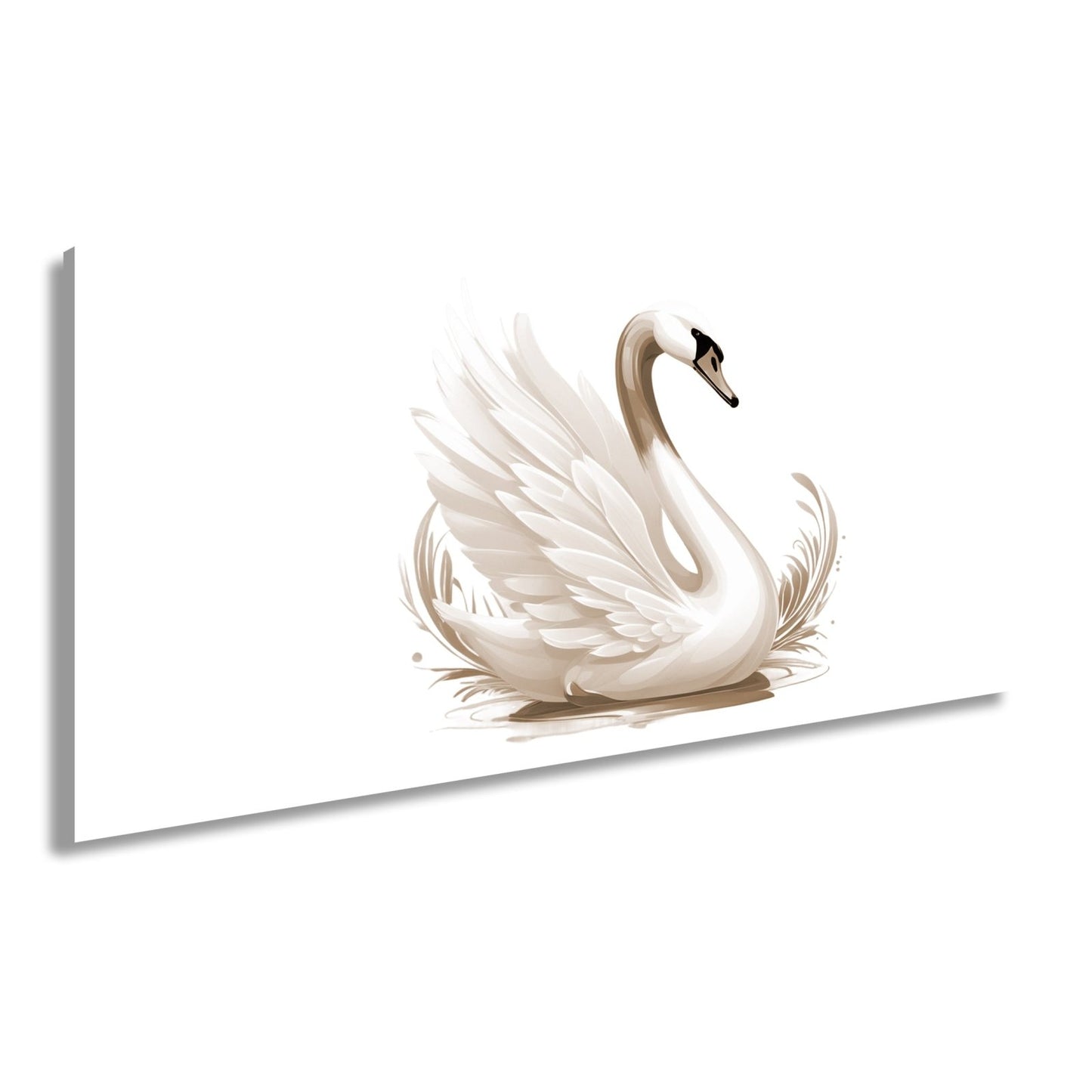 Leinwandbild Eleganter Schwan mit goldenen Wasserspritzern - deyoli