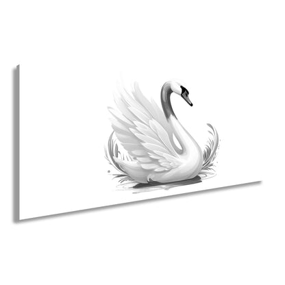 Leinwandbild Eleganter Schwan mit goldenen Wasserspritzern - deyoli