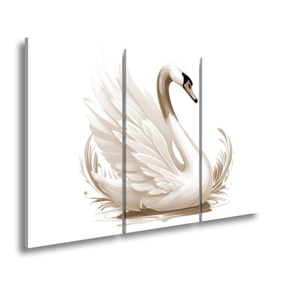 Leinwandbild Eleganter Schwan mit goldenen Wasserspritzern - deyoli