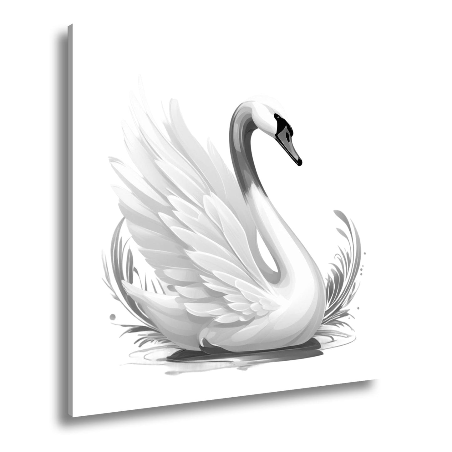 Leinwandbild Eleganter Schwan mit goldenen Wasserspritzern - deyoli