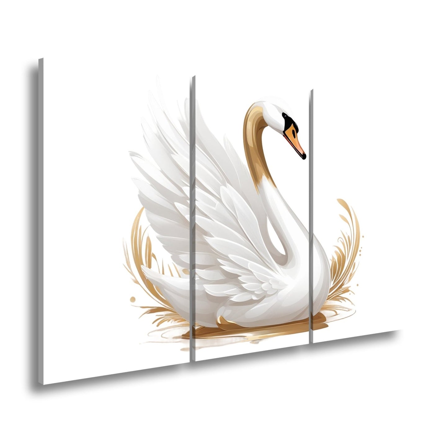 Leinwandbild Eleganter Schwan mit goldenen Wasserspritzern - deyoli