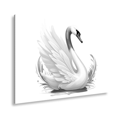 Leinwandbild Eleganter Schwan mit goldenen Wasserspritzern - deyoli