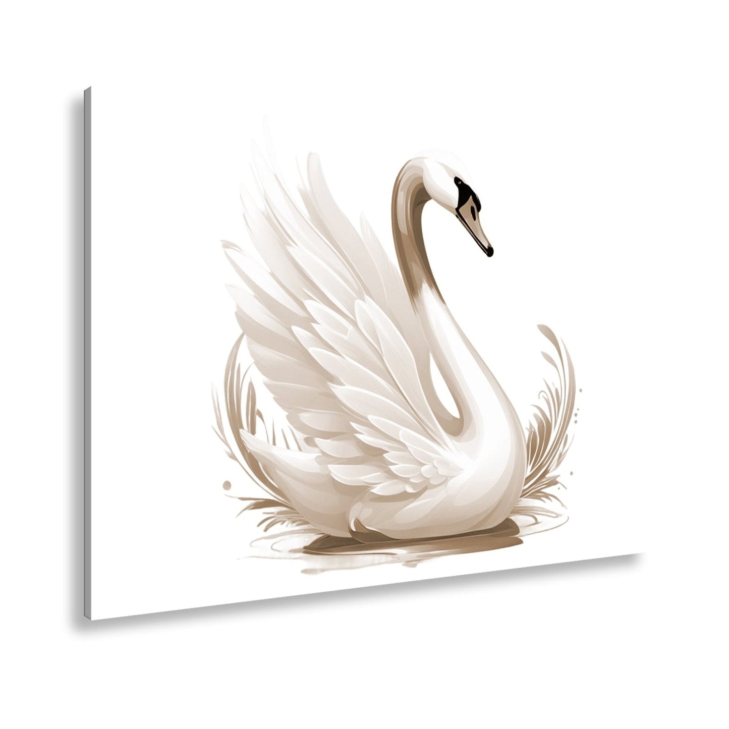 Leinwandbild Eleganter Schwan mit goldenen Wasserspritzern - deyoli
