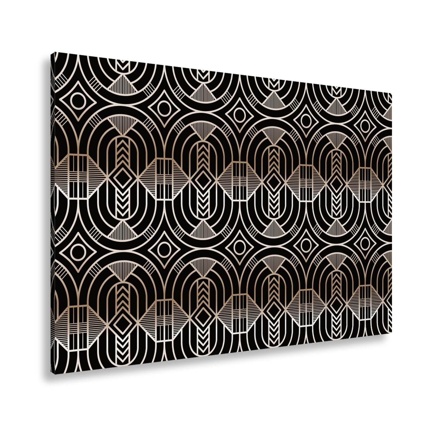 Leinwandbild Elegantes Art - Deco - Muster in goldenen, geometrischen Linien - deyoli