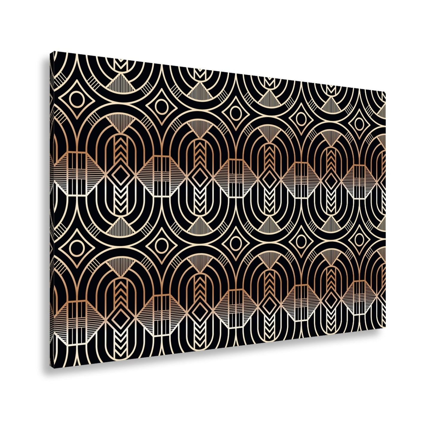 Leinwandbild Elegantes Art - Deco - Muster in goldenen, geometrischen Linien - deyoli