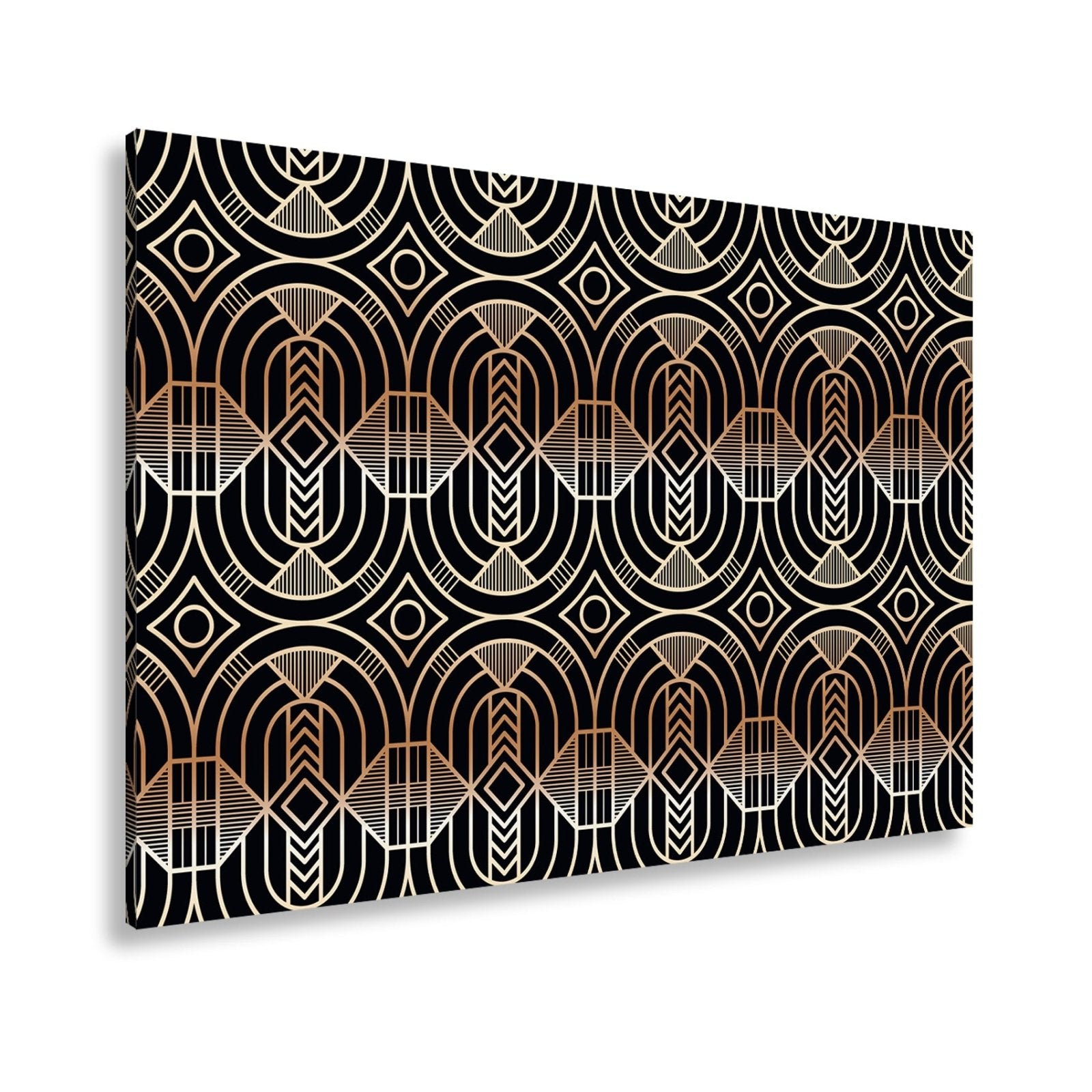 Leinwandbild Elegantes Art - Deco - Muster in goldenen, geometrischen Linien - deyoli
