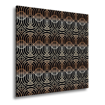Leinwandbild Elegantes Art - Deco - Muster in goldenen, geometrischen Linien - deyoli