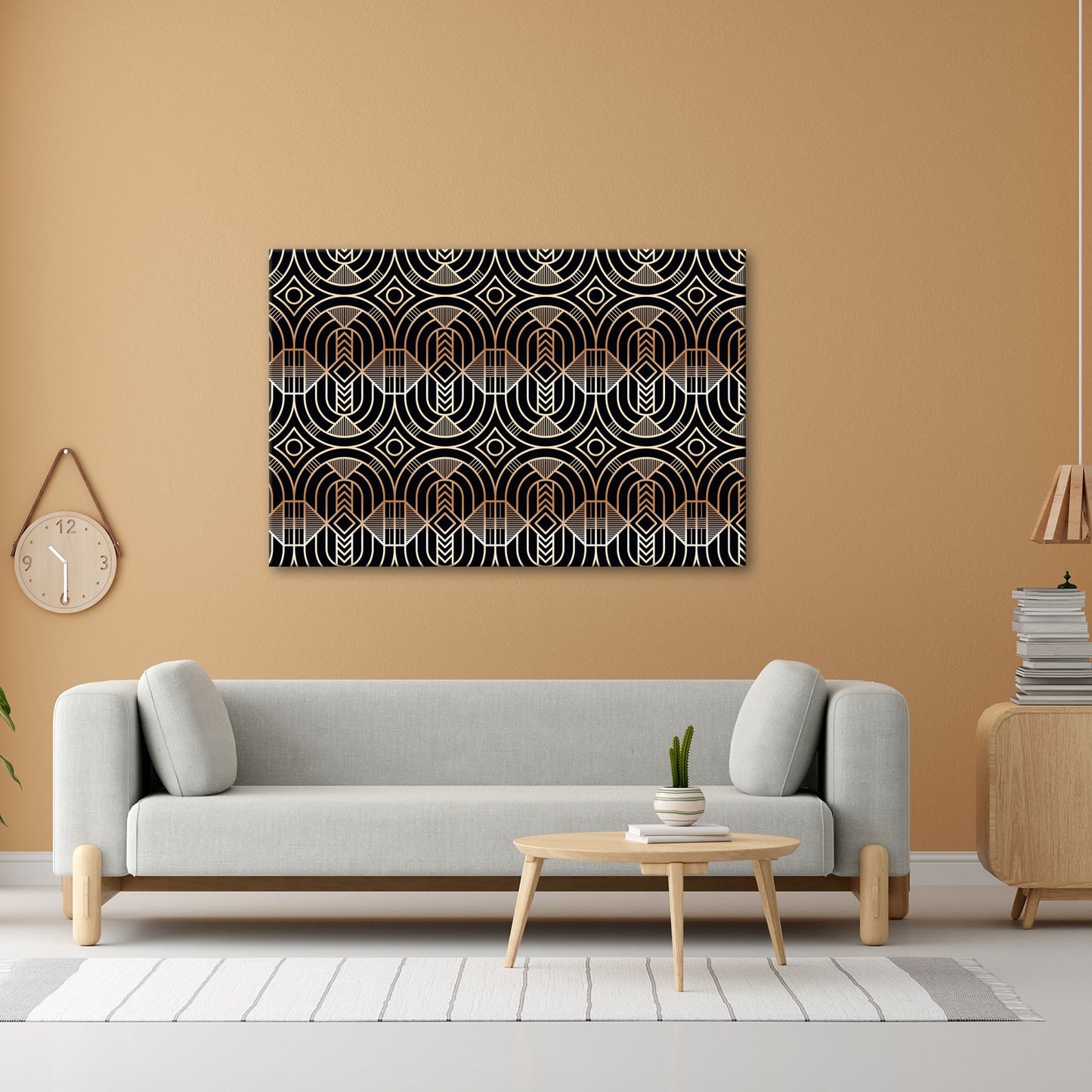 Leinwandbild Elegantes Art - Deco - Muster in goldenen, geometrischen Linien - deyoli