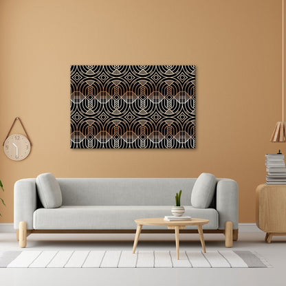 Leinwandbild Elegantes Art - Deco - Muster in goldenen, geometrischen Linien - deyoli