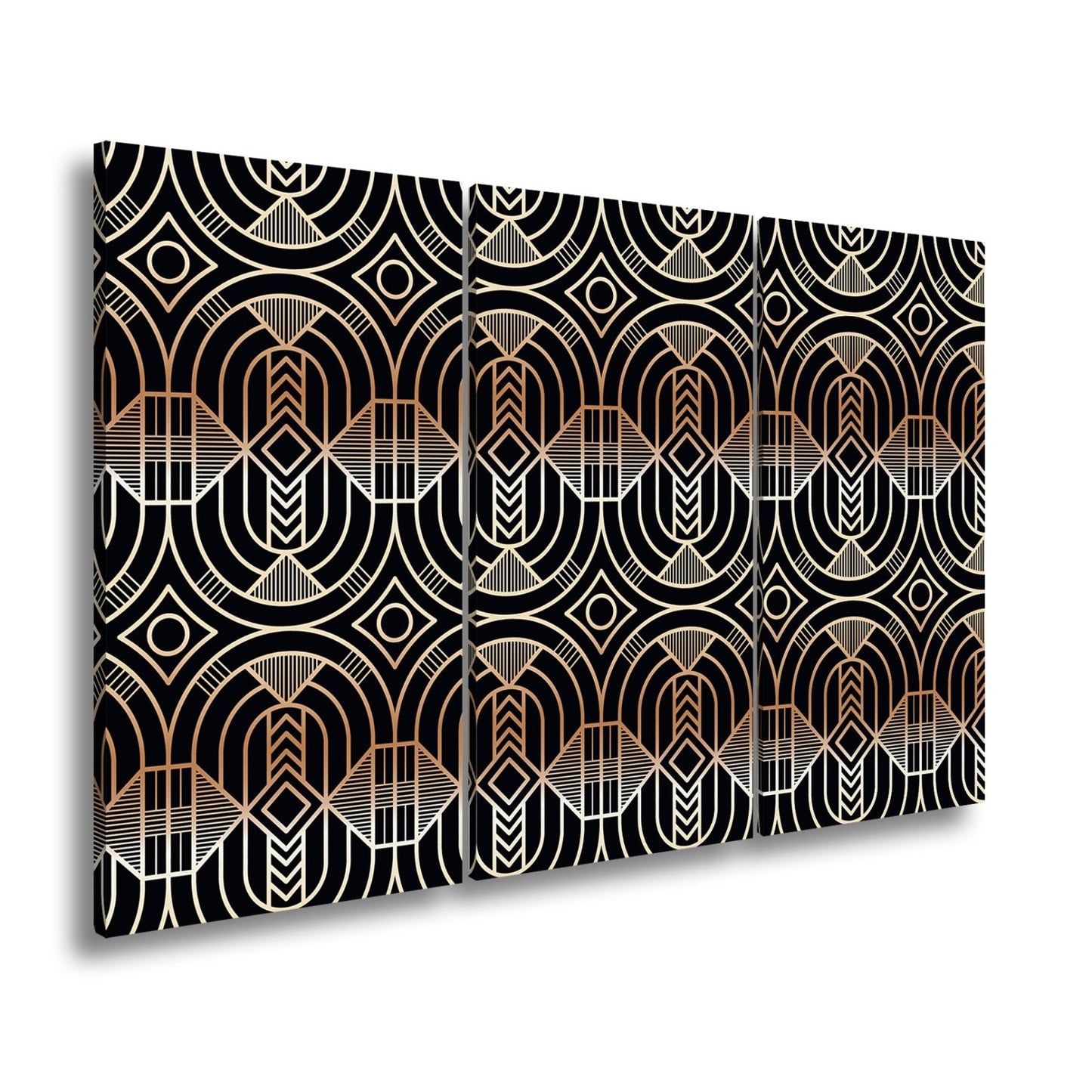 Leinwandbild Elegantes Art - Deco - Muster in goldenen, geometrischen Linien - deyoli