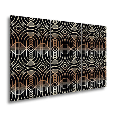 Leinwandbild Elegantes Art - Deco - Muster in goldenen, geometrischen Linien - deyoli