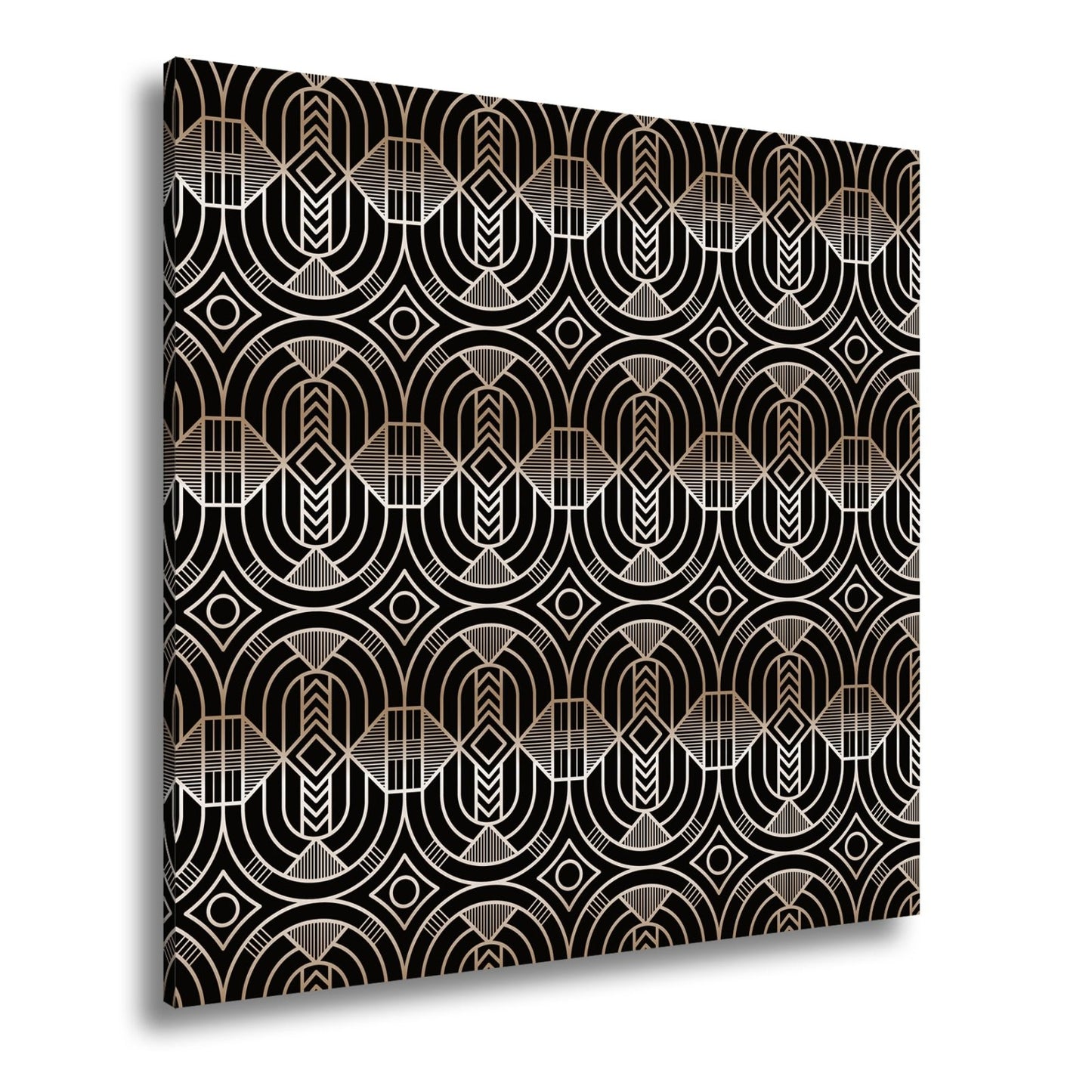 Leinwandbild Elegantes Art - Deco - Muster in goldenen, geometrischen Linien - deyoli