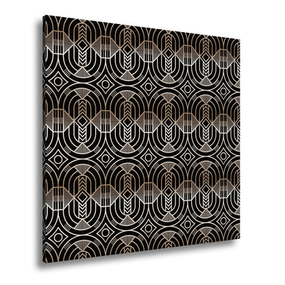 Leinwandbild Elegantes Art - Deco - Muster in goldenen, geometrischen Linien - deyoli