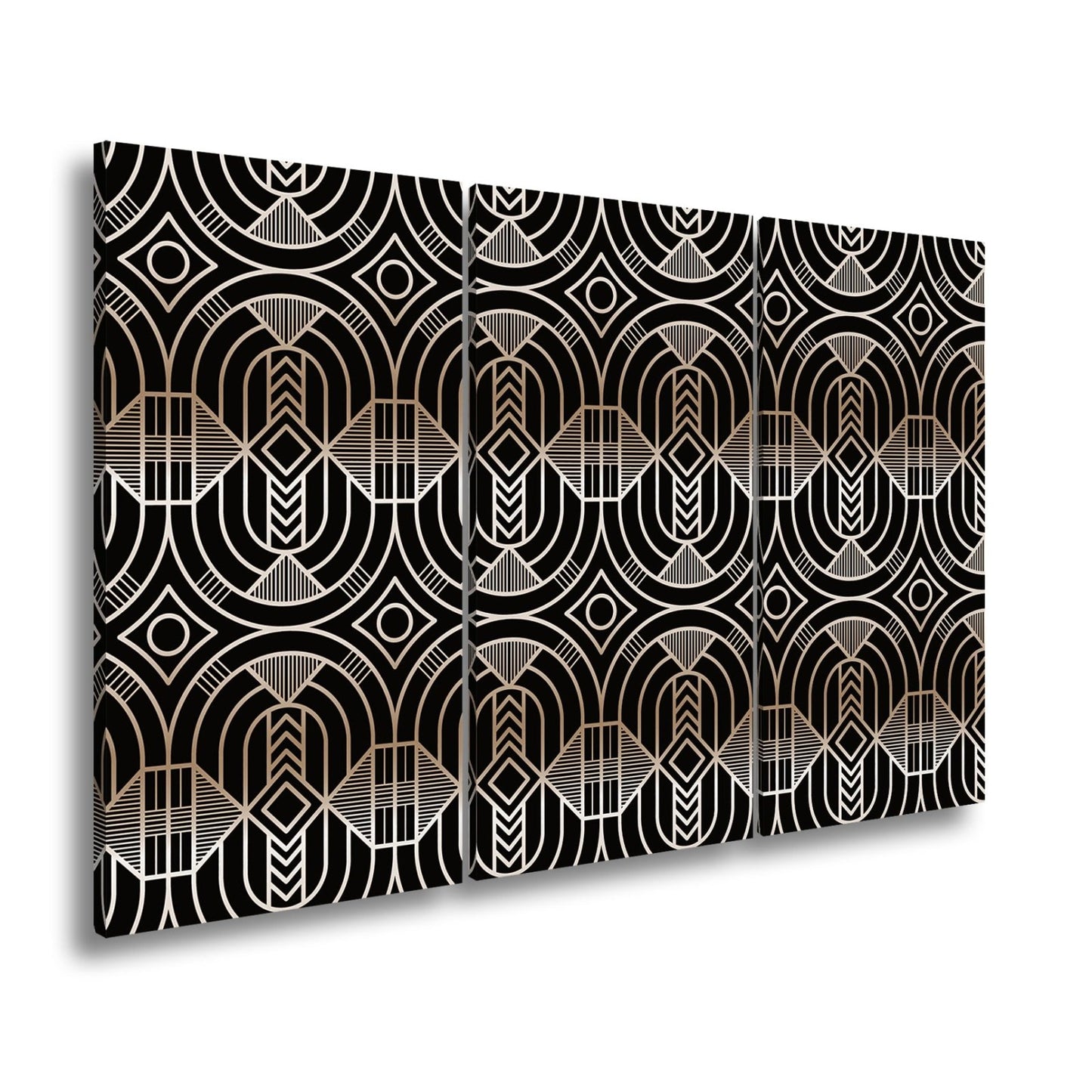 Leinwandbild Elegantes Art - Deco - Muster in goldenen, geometrischen Linien - deyoli