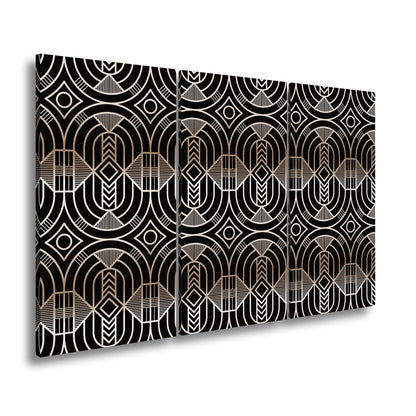 Leinwandbild Elegantes Art - Deco - Muster in goldenen, geometrischen Linien - deyoli