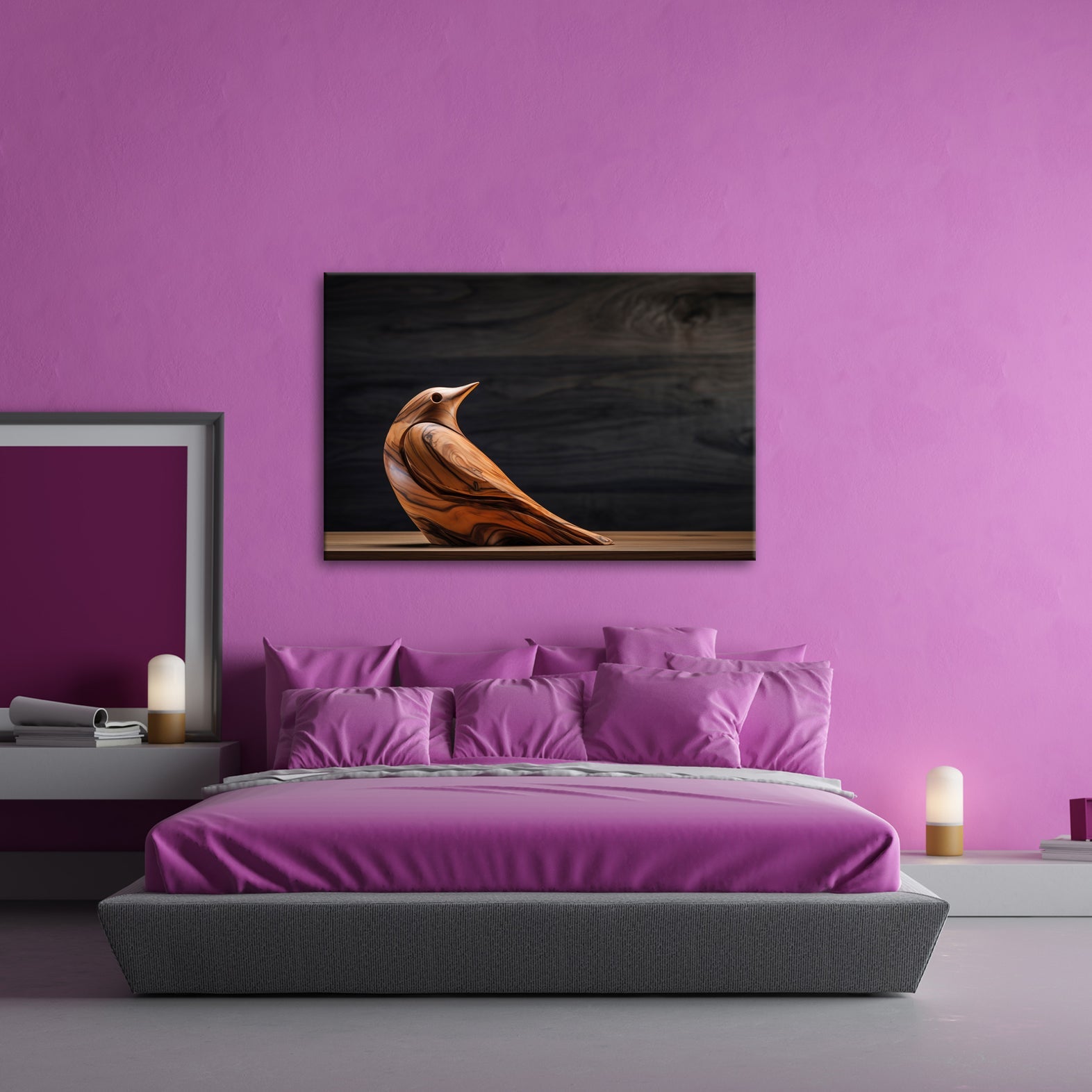 Leinwandbild Eleganz aus Holz – ein Vogel in zeitloser Formvollendung. - deyoli