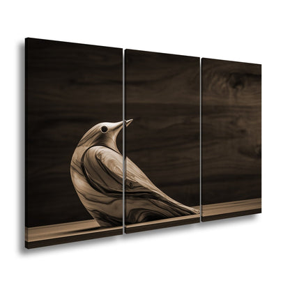 Leinwandbild Eleganz aus Holz – ein Vogel in zeitloser Formvollendung. - deyoli