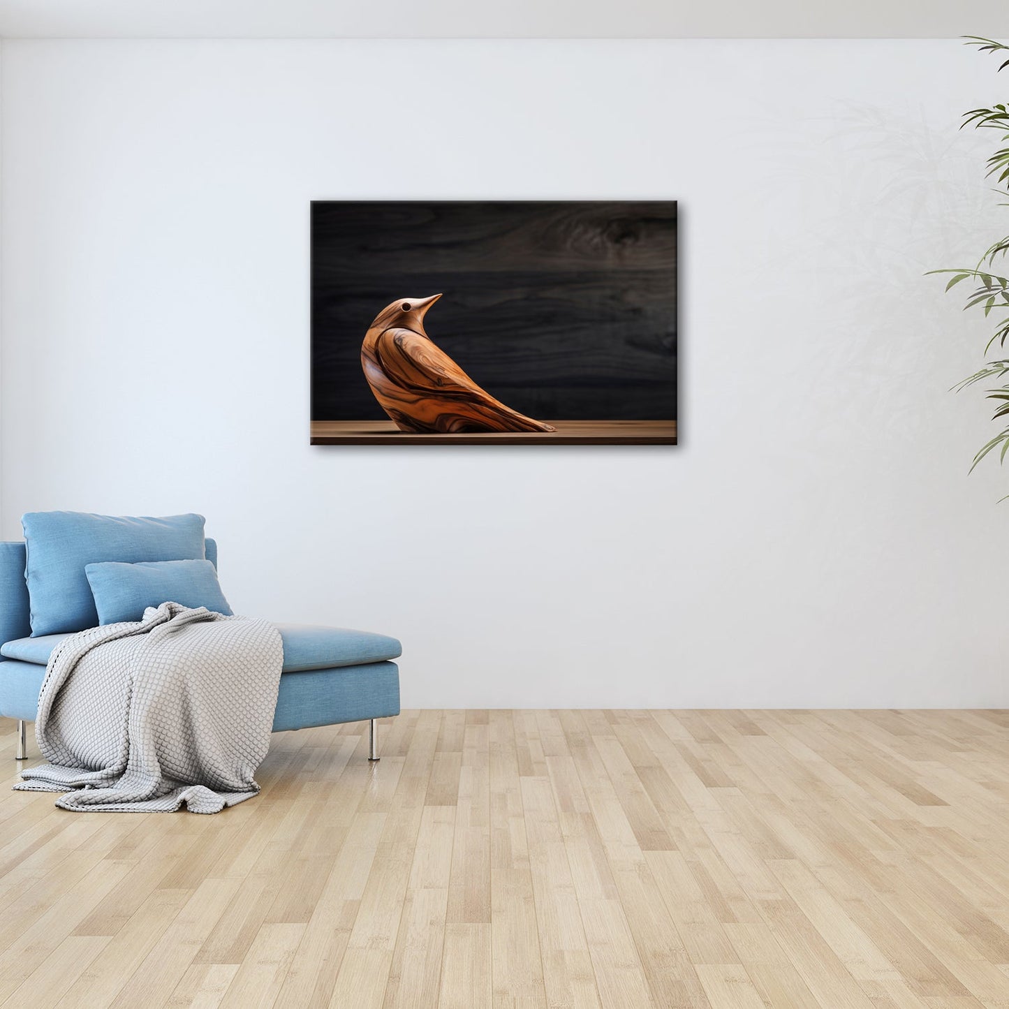 Leinwandbild Eleganz aus Holz – ein Vogel in zeitloser Formvollendung. - deyoli