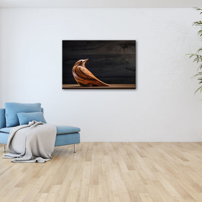 Leinwandbild Eleganz aus Holz – ein Vogel in zeitloser Formvollendung. - deyoli