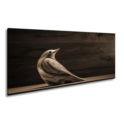 Leinwandbild Eleganz aus Holz – ein Vogel in zeitloser Formvollendung. - deyoli