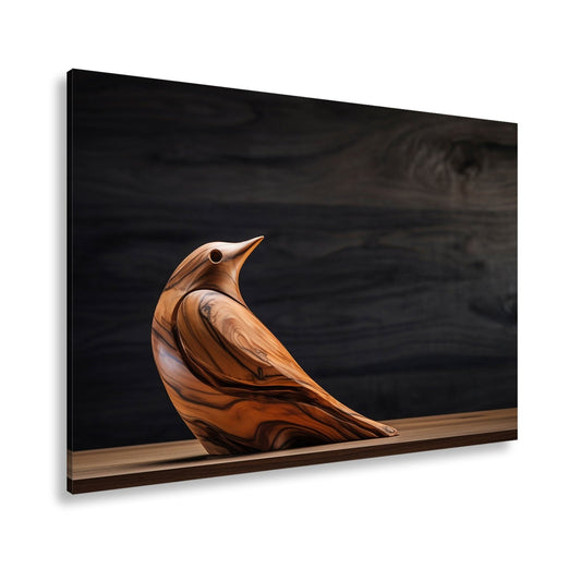 Leinwandbild Eleganz aus Holz – ein Vogel in zeitloser Formvollendung. - deyoli
