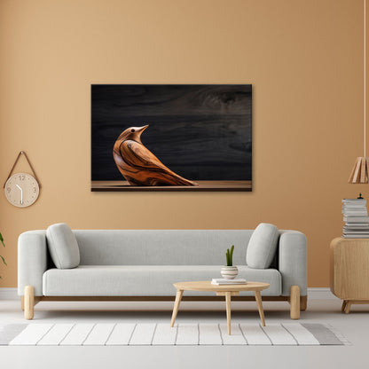 Leinwandbild Eleganz aus Holz – ein Vogel in zeitloser Formvollendung. - deyoli