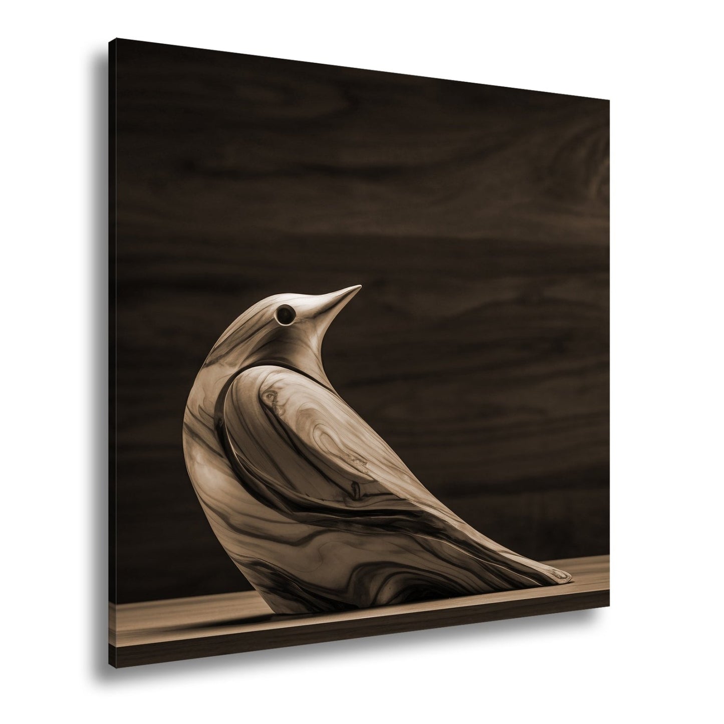 Leinwandbild Eleganz aus Holz – ein Vogel in zeitloser Formvollendung. - deyoli
