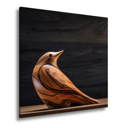 Leinwandbild Eleganz aus Holz – ein Vogel in zeitloser Formvollendung. - deyoli
