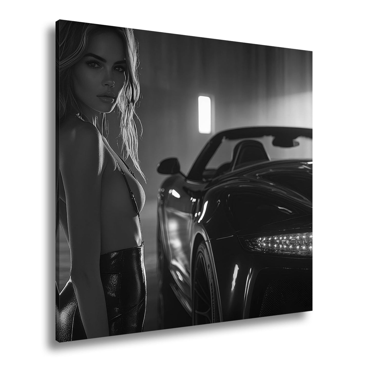 Leinwandbild Eleganz und Motorpower im warmen Schein einer Luxusgarage - deyoli