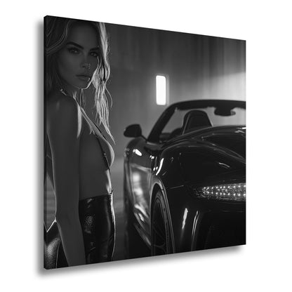 Leinwandbild Eleganz und Motorpower im warmen Schein einer Luxusgarage - deyoli