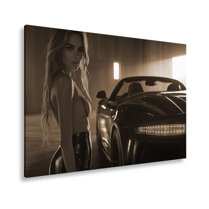 Leinwandbild Eleganz und Motorpower im warmen Schein einer Luxusgarage - deyoli