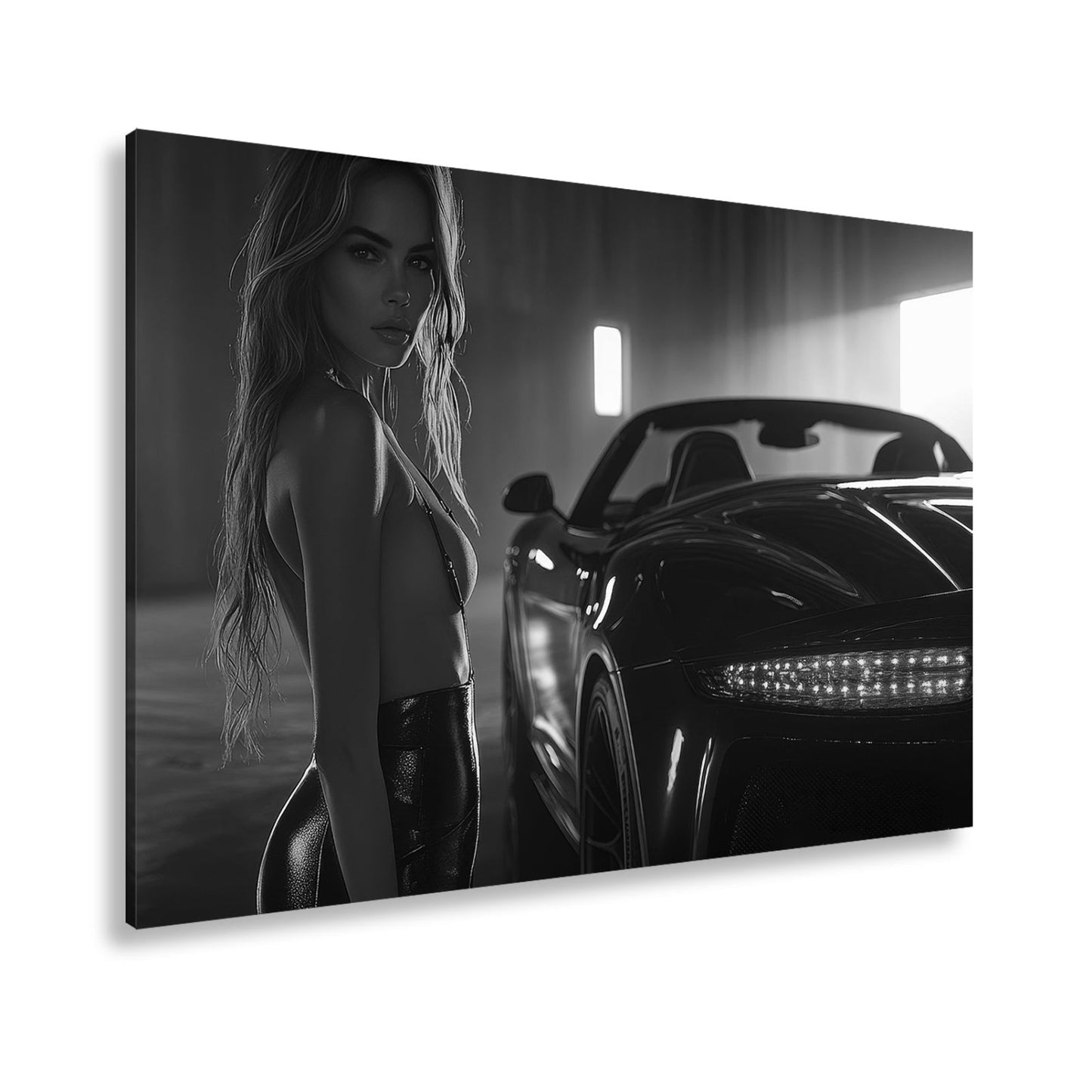 Leinwandbild Eleganz und Motorpower im warmen Schein einer Luxusgarage - deyoli