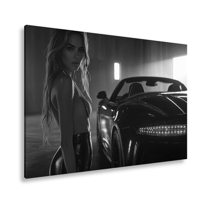 Leinwandbild Eleganz und Motorpower im warmen Schein einer Luxusgarage - deyoli