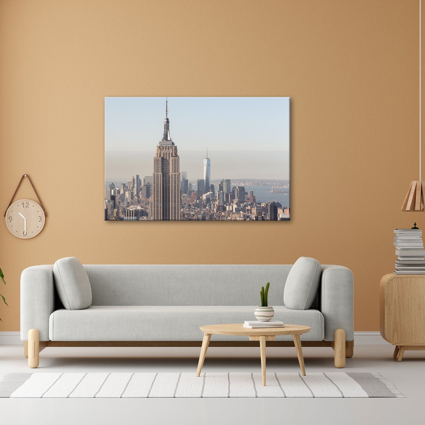 Leinwandbild Empire State thront klar über einer hellen skyline am ruhigen Morgen - deyoli