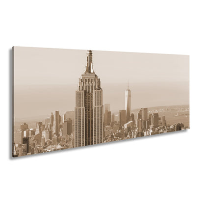 Leinwandbild Empire State thront klar über einer hellen skyline am ruhigen Morgen - deyoli