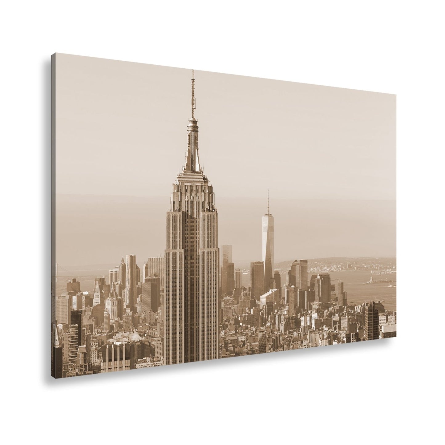 Leinwandbild Empire State thront klar über einer hellen skyline am ruhigen Morgen - deyoli