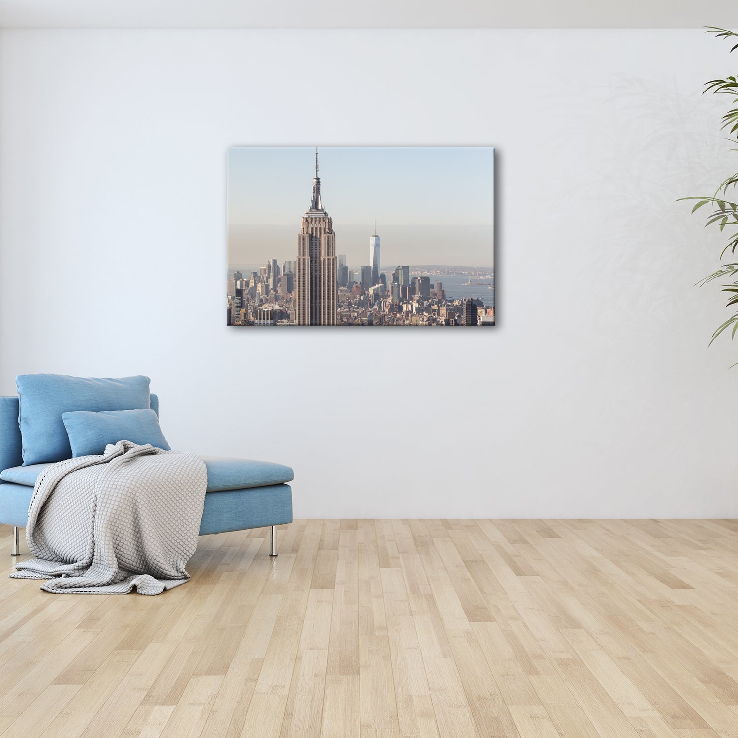 Leinwandbild Empire State thront klar über einer hellen skyline am ruhigen Morgen - deyoli