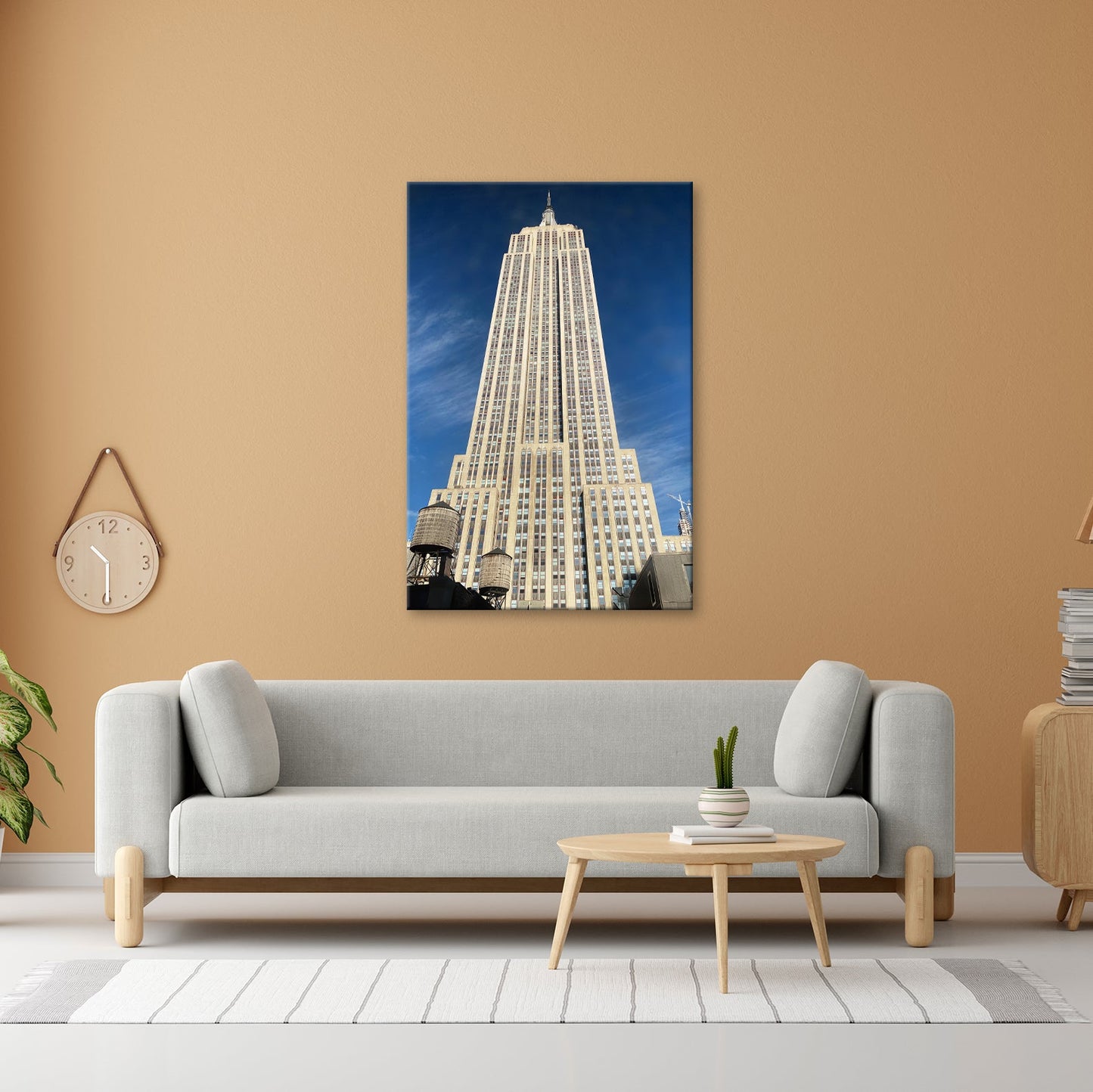 Leinwandbild Empire State XXL – Majestätisch ragt in den blauen Himmel - deyoli