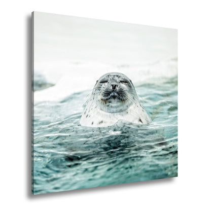Leinwandbild Entspannte Robbe – Eisiges Wasser XXL Wandbild - deyoli